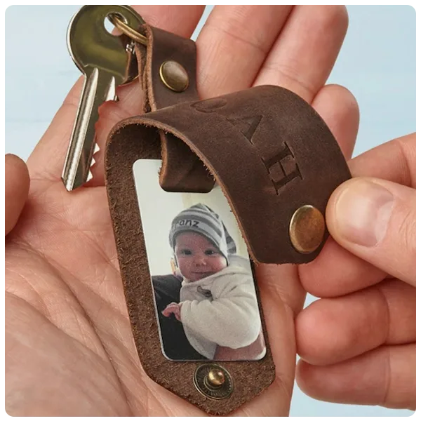 TimelessLeatherShop Personalized Photo Keychain 