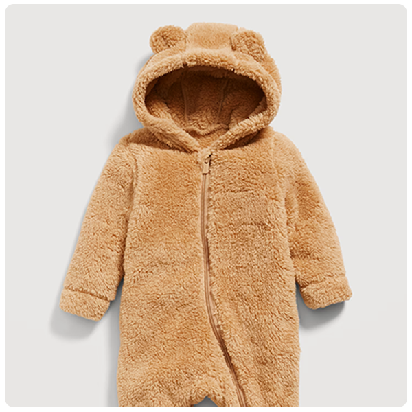 Old Navy Hooded Critter Footed Sherpa One-Piece for Baby