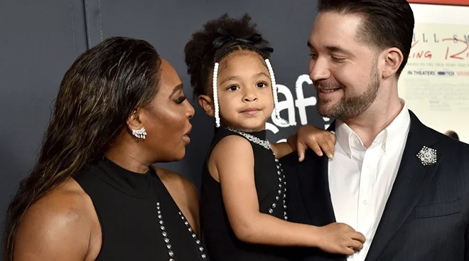 Serena Williams, daughter Alexis Olympia Ohanian Jr. and husband Alexis Ohanian attend the 2021 AFI Fest - Premiere of Warner Bros. "King Richard" at TCL Chinese Theatre on November 14, 2021 in Hollywood, California.