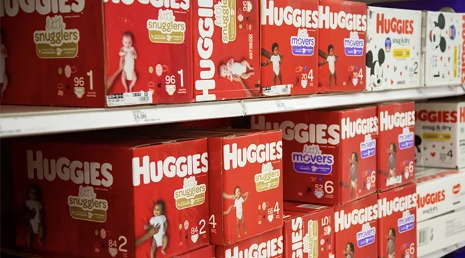 huggies diapers on shelf in store