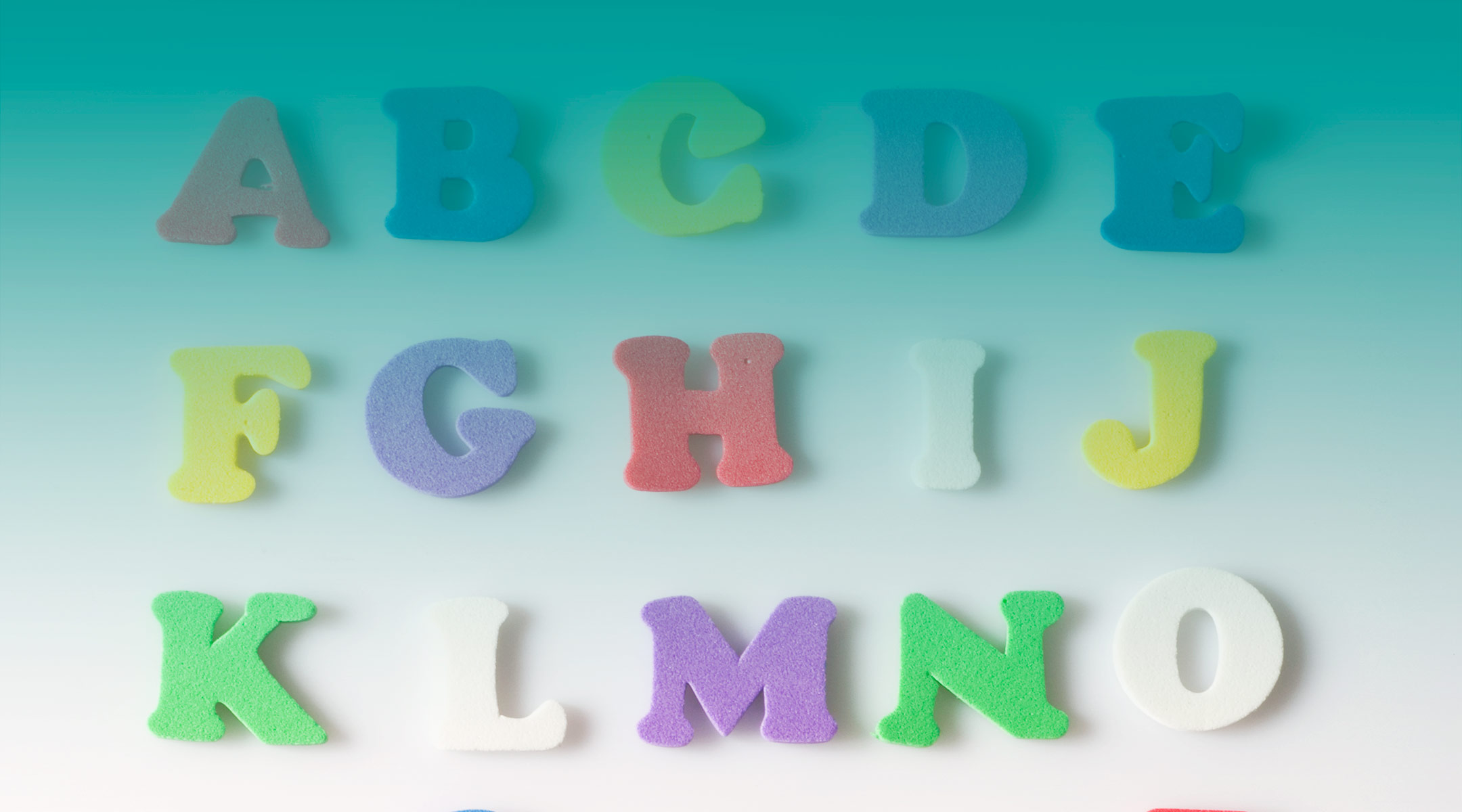 letters of the alphabet with teal gradient