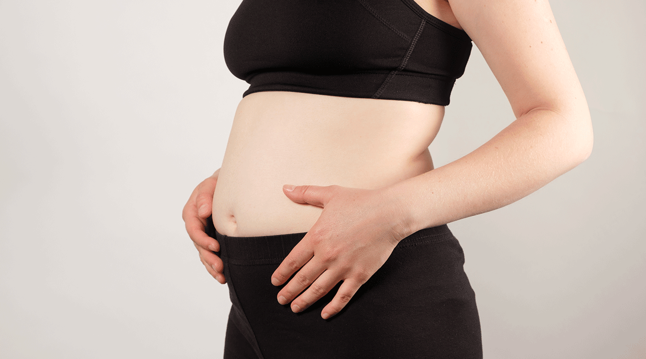 pregnant woman with bloated belly
