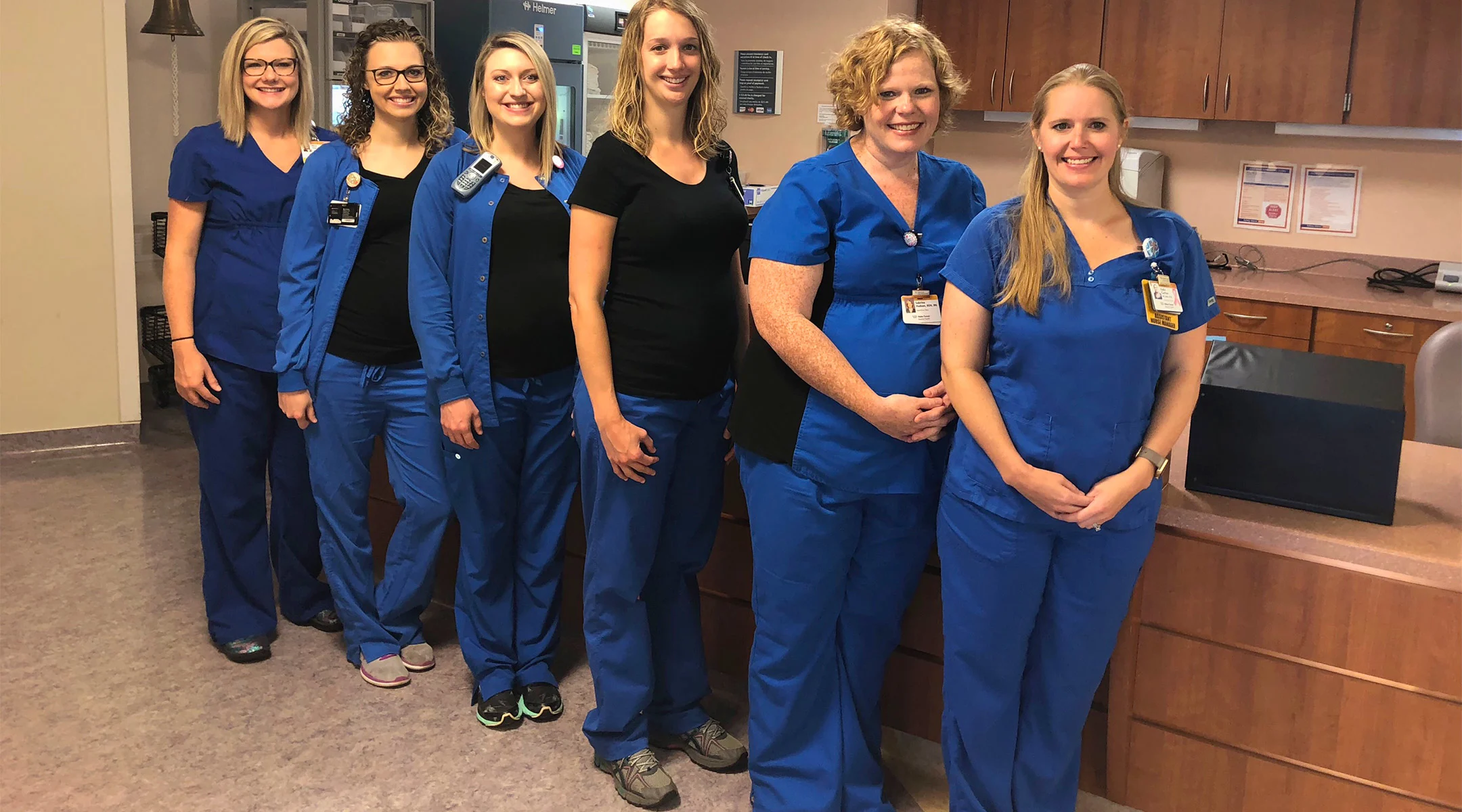 six nurses that are pregnant at the same time who work in the same department at Wake Forest Baptist Medical Center