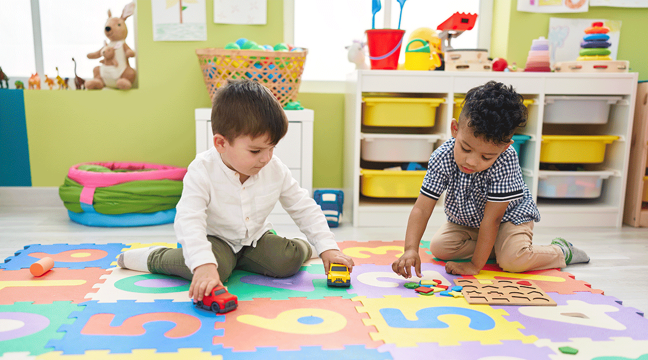 two boys playing at preschool