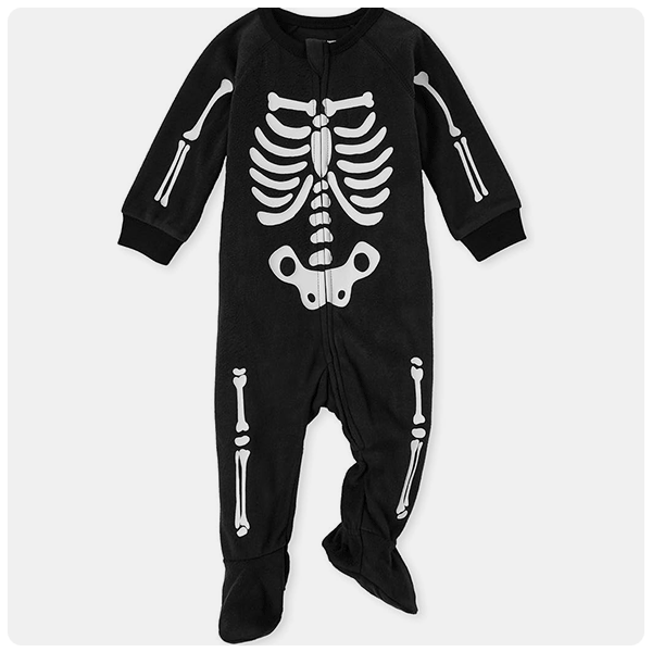 The Children’s Place Baby And Toddler Glow Skeleton Of Fun Fleece One Piece Pajamas