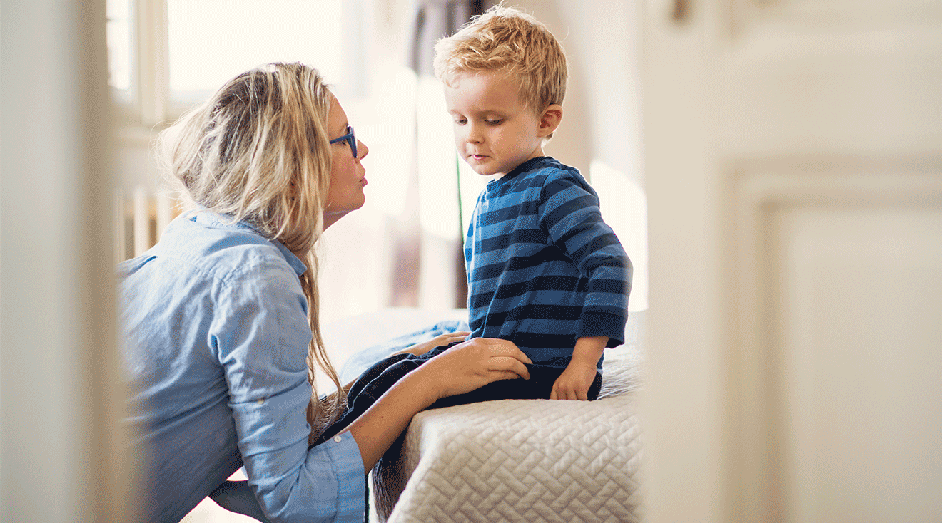 mom talking to son