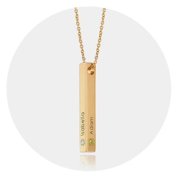 Myka Totem 3D Bar Necklace with Birthstones in 18k Gold Vermeil