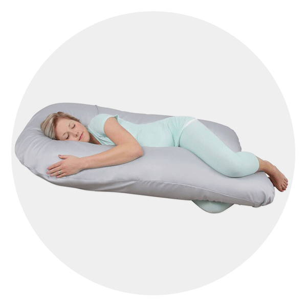 Momcozy Pregnancy Pillows for Side Sleeping, J Shaped Maternity Body Pillow  for Pregnancy, Soft Pregnancy Pillow with Jersey Cover for Head Neck Belly
