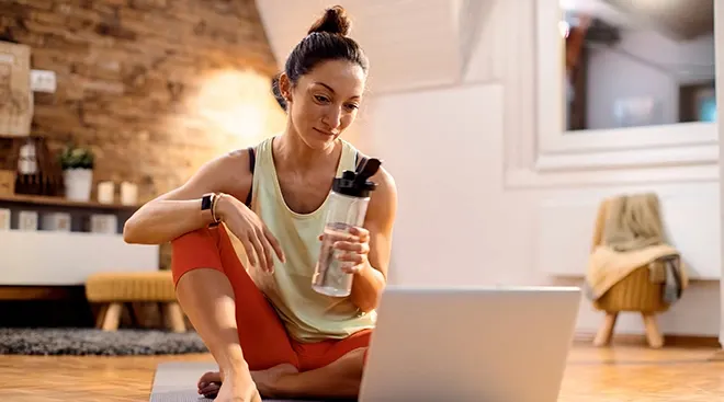 woman workout out at home