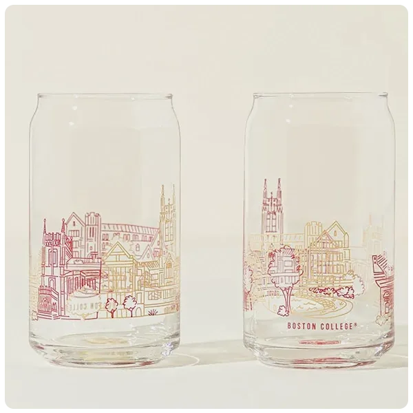 Uncommon Goods College Cityscape Can-Shaped Glasses, Set of 2 