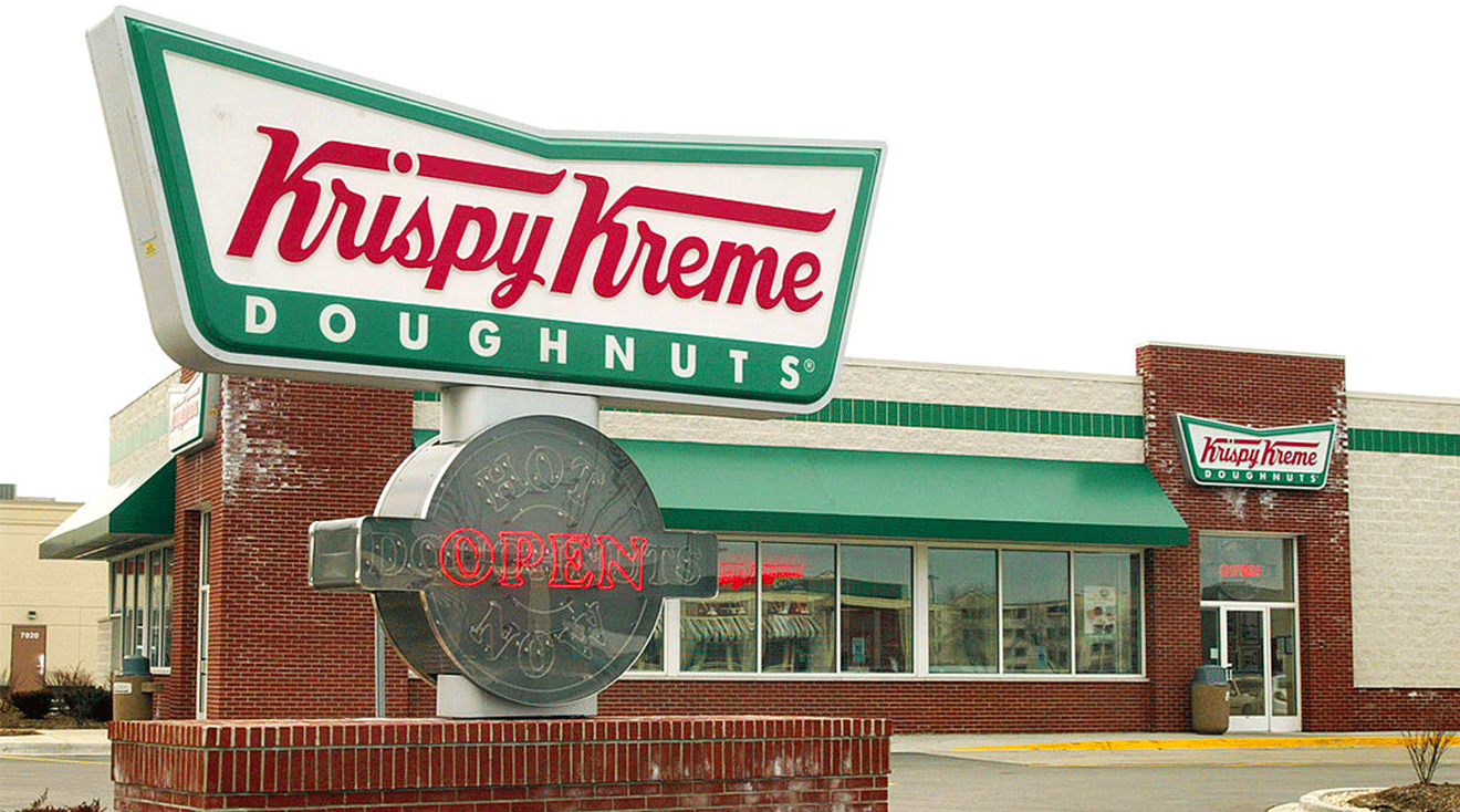 Exterior of a Krispy Kreme Doughnuts shop in Rosemont, Illinois