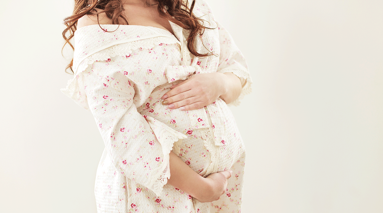 Grey & Pink Floral Maternity Wrap Gown, Pregnant Guest - Upto 3XL