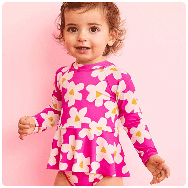 Hanna Andersson Baby One-Piece Skirted Rashguard Swimsuit