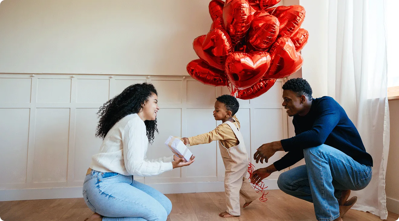 Loving family celebrating Valentine's day