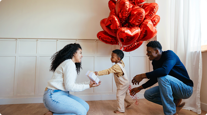 Loving family celebrating Valentine's day