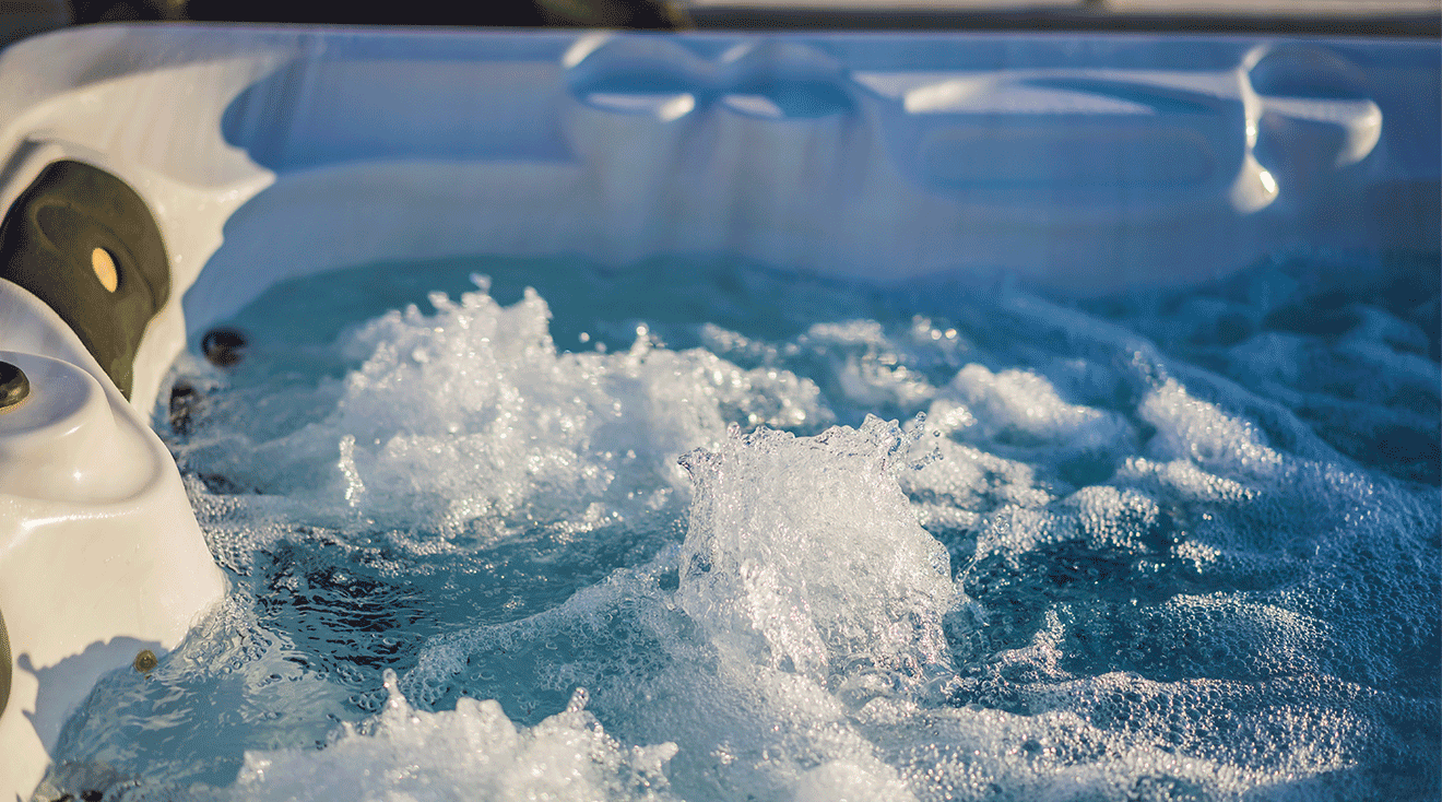 close up of hot tub outside