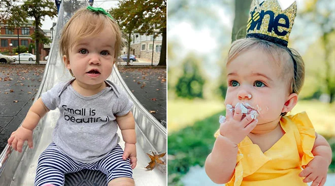 The author's baby who has dwarfism.