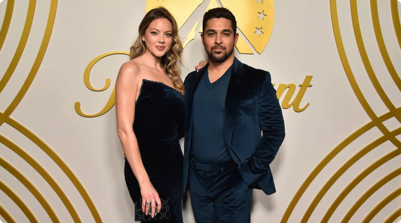 Amanda Pacheco and Wilmer Valderrama attend the Paramount Golden Globe Nominee Celebration at Cipriani Beverly Hills on January 04, 2025, in Beverly Hills, California