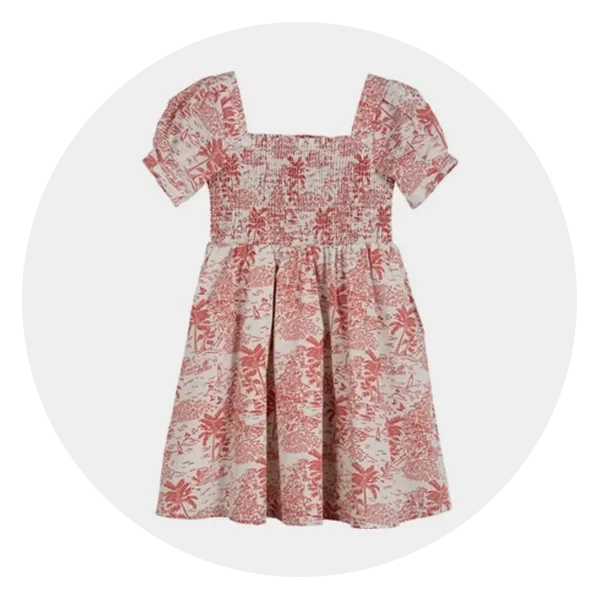 Maison Me Nala Smocked Dress, Red Seascape Toile