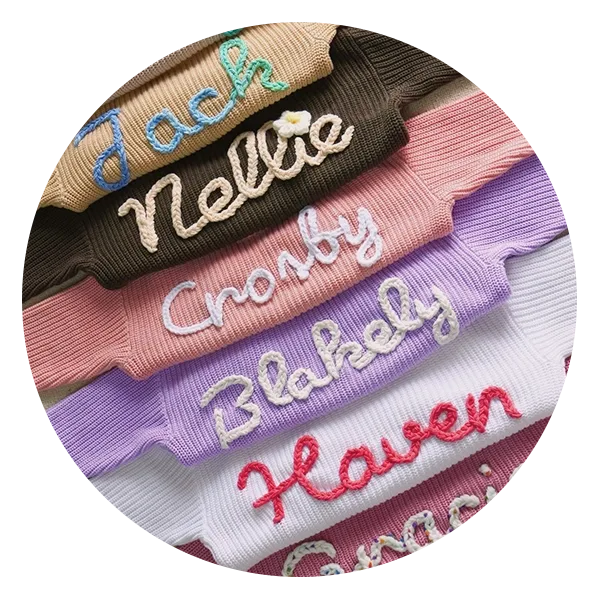 Million Design Art Personalized Hand-Embroidered Name Baby Sweater