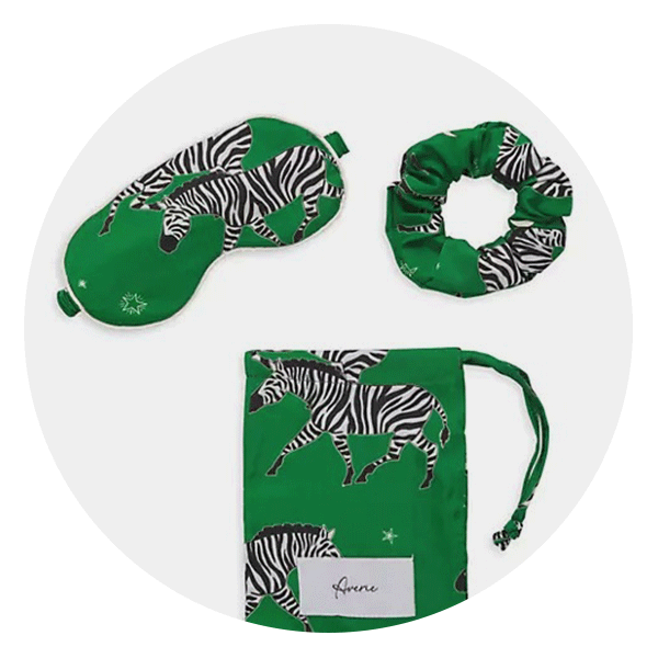 Averie Sleep Safari Starry Nights Taavi Zebra Scrunchie and Mask Set