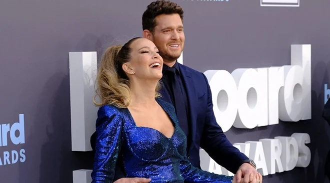 Michael Buble and his wife Luisana Lopilato attend the 2022 Billboard Music Awards at the MGM Grand Garden Arena in Las Vegas, Nevada, May 15, 2022