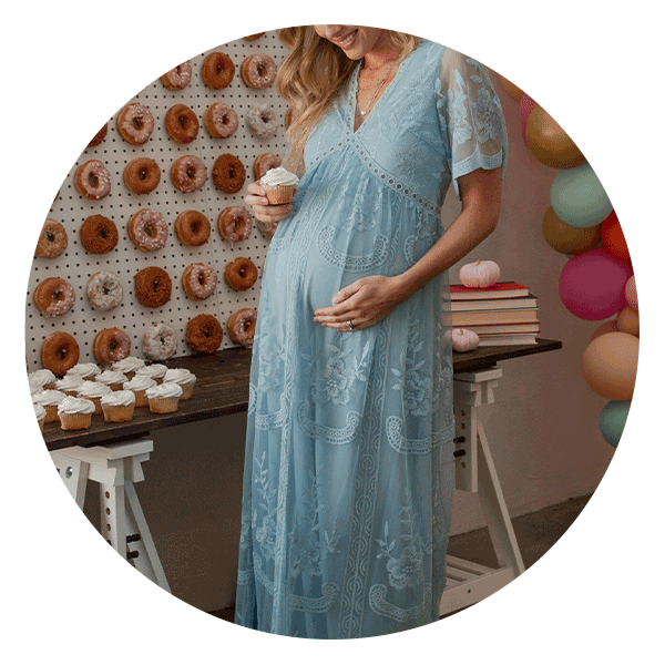 Pink Cotton & Lace Bohemian Maxi Dress, Maternity, Baby Girl Shower – Chic  Bump Club