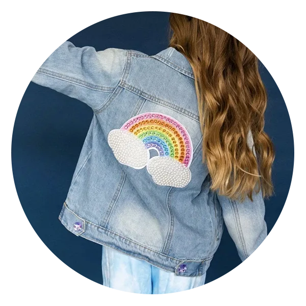 Lola + The Boys Happy Rainbow Denim Jacket