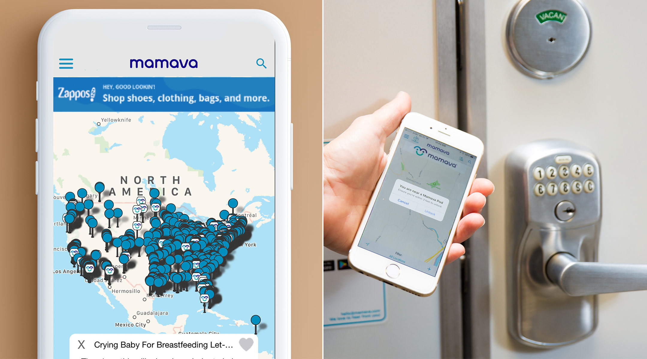 mamava releases mobile app that tells you where their breastfeeding pods are located. 