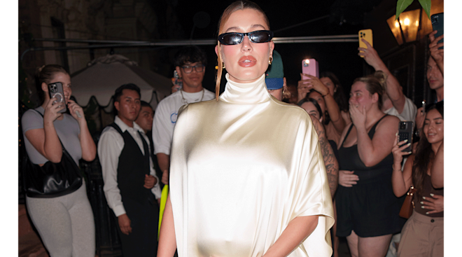 pregnant Hailey Bieber is seen on June 23, 2024 in New York City