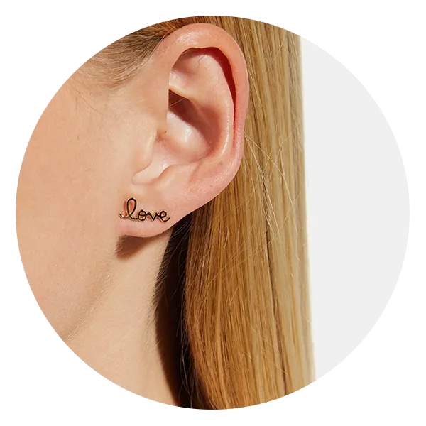 Sydney Evan 14k Love Script Earring
