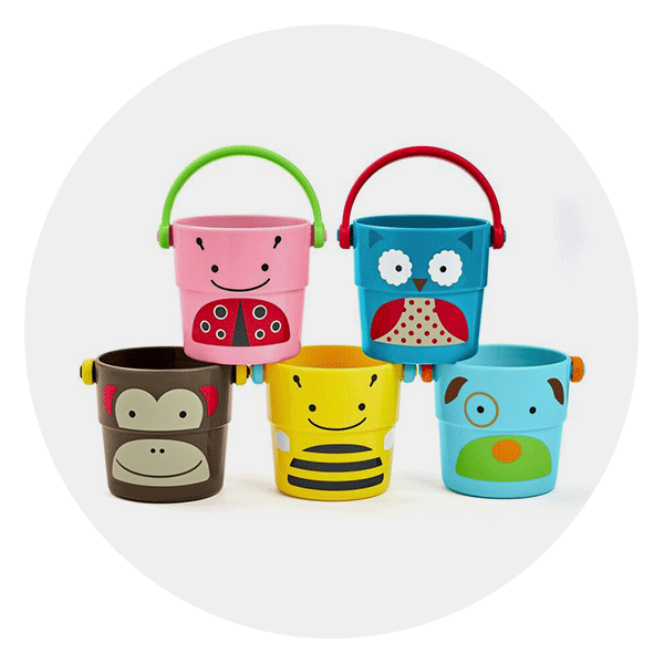 Skip Hop Baby Bath Toy, Zoo Stack & Pour Buckets
