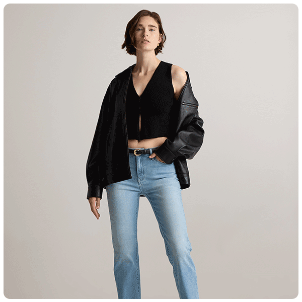 Quince 100% Leather Oversized Bomber Jacket
