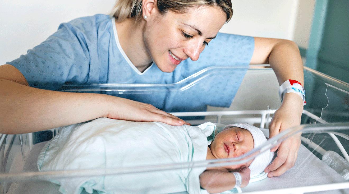 mom and baby in hospital after birth