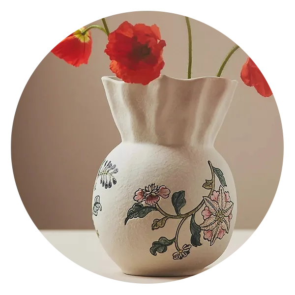Anthropologie Mio Handpainted Stoneware Vase
