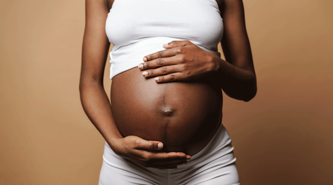 close up of pregnant belly
