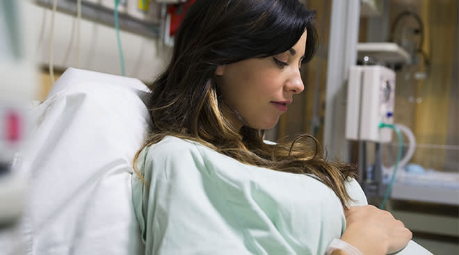 Pregnant woman in the hospital during labor. 
