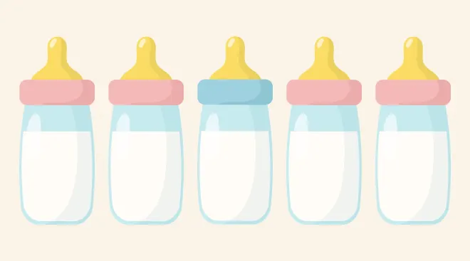 illustration of five baby bottles