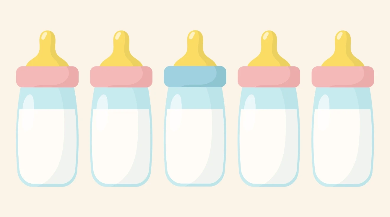 illustration of five baby bottles