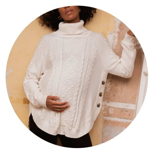 Cotton Blend Maternity Sweater with Collar
