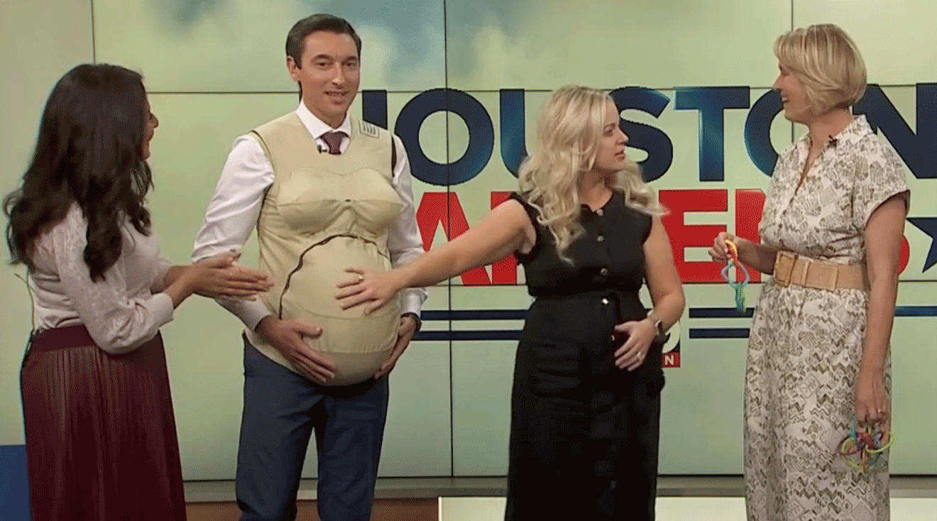 meteorologist adam krueger tries empathy pregnancy belly