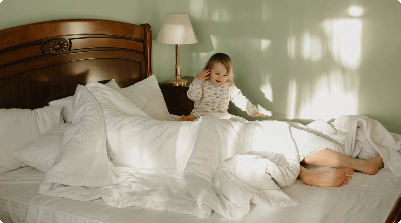 toddler waking up parent in the morning