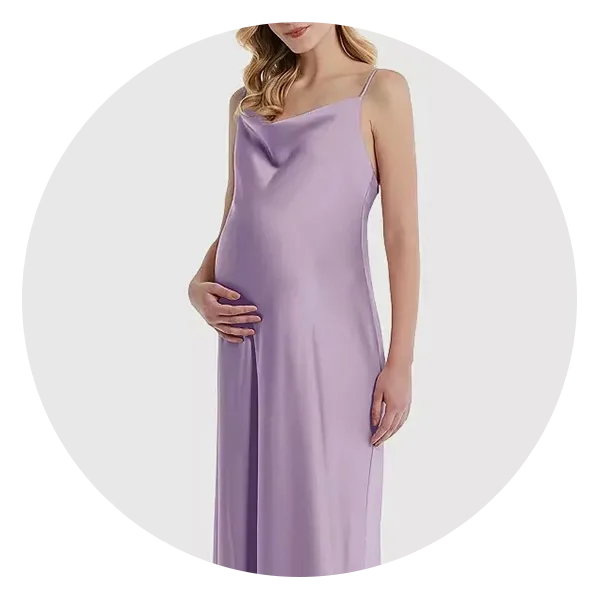 Dessy Group Cowl-Neck Tie-Strap Maternity Slip Dress