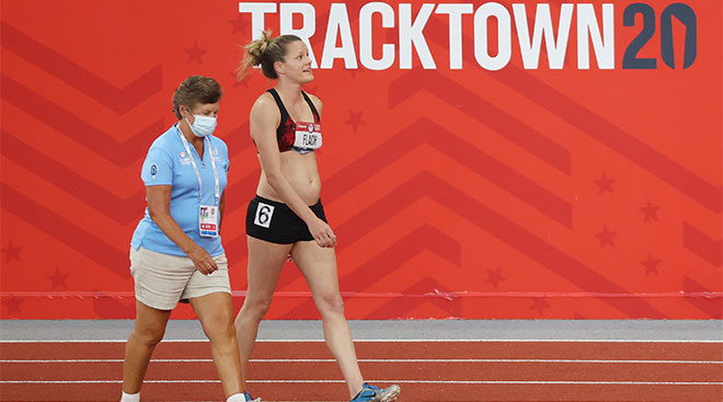 Athlete Lindsay Flach competes in Olympic trails while 18 weeks pregnant. 