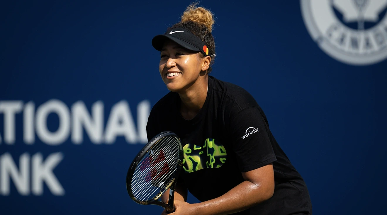 Naomi Osaka of Japan during practice on Day 2 of the National Bank Open, part of the Hologic WTA Tour, at Sobeys Stadium on August 07, 2022 in Toronto, Ontario