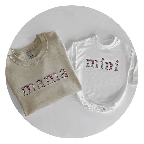 SummerandBash Floral Mama and Mini Embroidered Matching Sweatshirts and Bodysuits