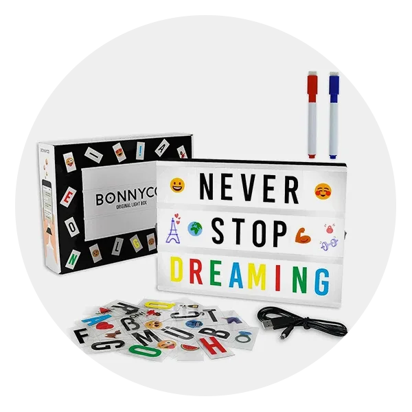 BONNYCO Cinema Light Box with 300 Letters, Symbols & Emojis