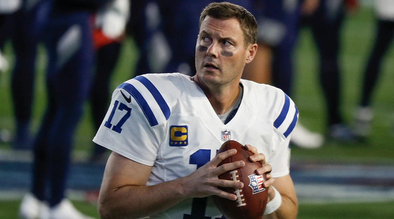 Quarterback Philip Rivers #17 of the Indianapolis Colts warms up prior to a game against the Tennessee Titans at Nissan Stadium on November 12, 2020 in Nashville, Tennessee