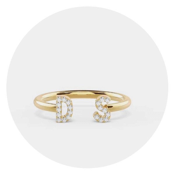 Tiary Open Letters Pave Ring