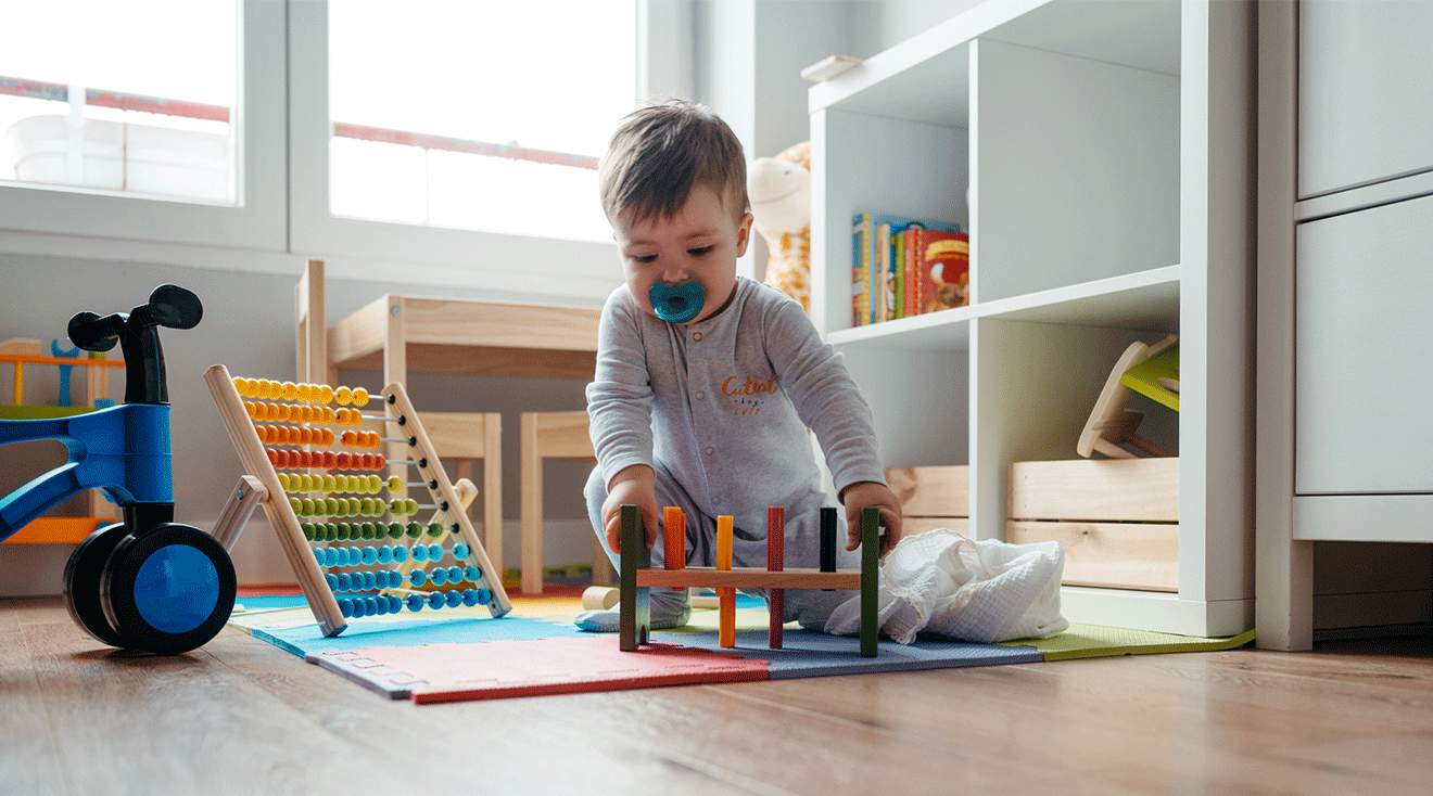 baby playing with toys